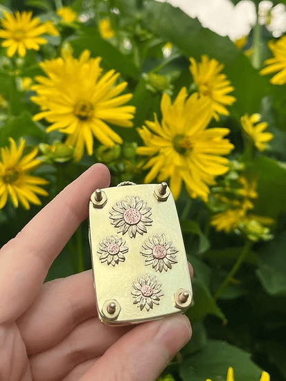 Mini presse à fleurs de poche, herbier botanique, fabriquée à la main, en laiton argenté, 35×50mm, fleurs séchées, cadeau | Sansoti