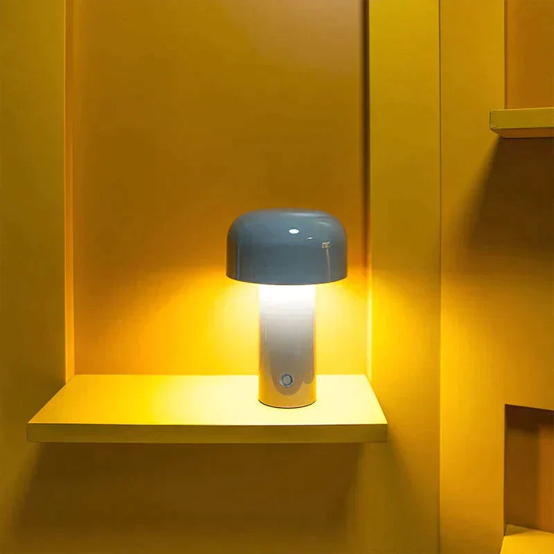 Rechargeable LED Mushroom Table Lamp Wireless Dimmable Ambient Lighting for Living Room, Bedroom and Dining Room | Sansoti