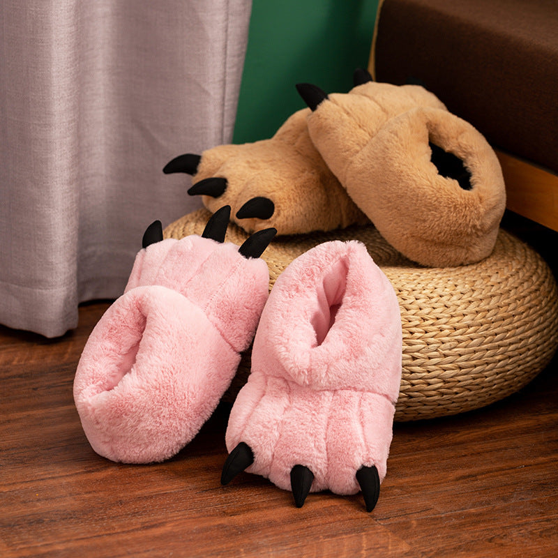 Pluche Beerklauwen Pantoffels Huisslippers Dierenprint Warme Voeten Comfortabel Zacht Schattig Binnen Antislip | Sansoti