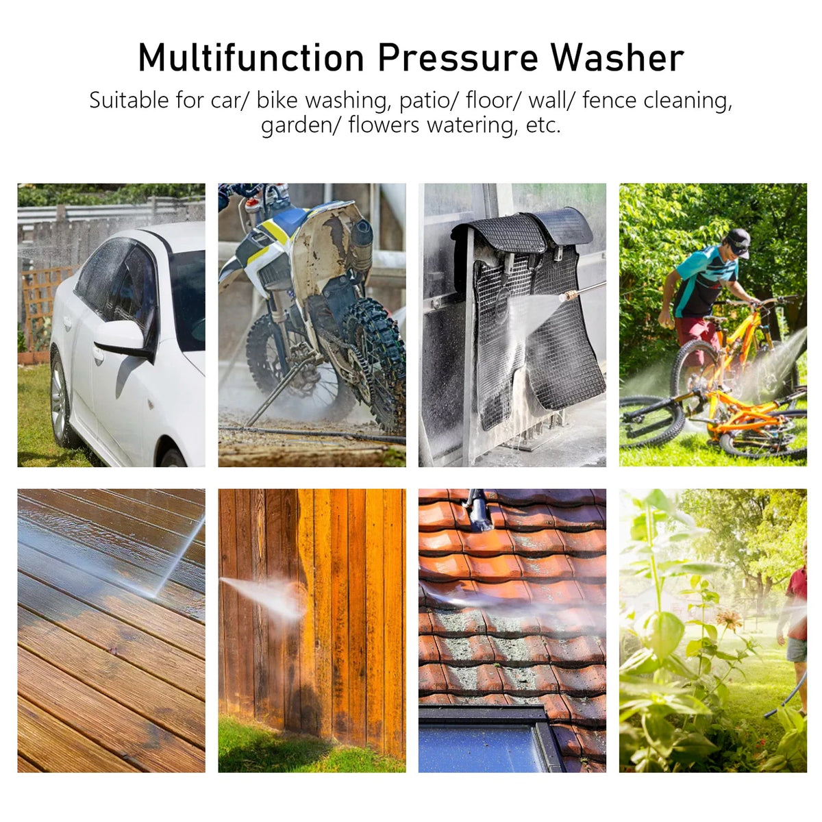 Cordless Pressure Washer 70 Bar 1500W Battery-Powered Water Sprayer for Patio, Car and Garden Cleaning | Sansoti