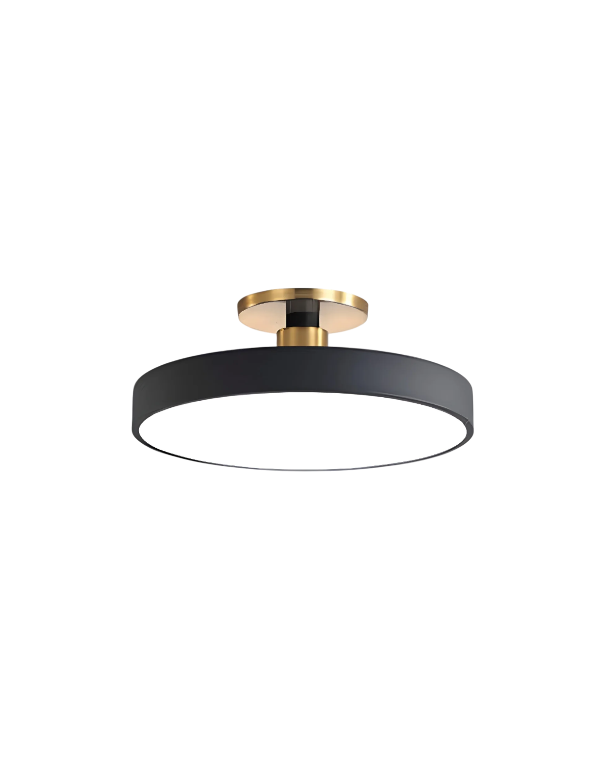 Moderne runde Deckenleuchte mit Golddetail und Acryl-Diffusor – minimalistische Semi-Flush-Designbeleuchtung für Wohn- und Schlafzimmer | Sansoti