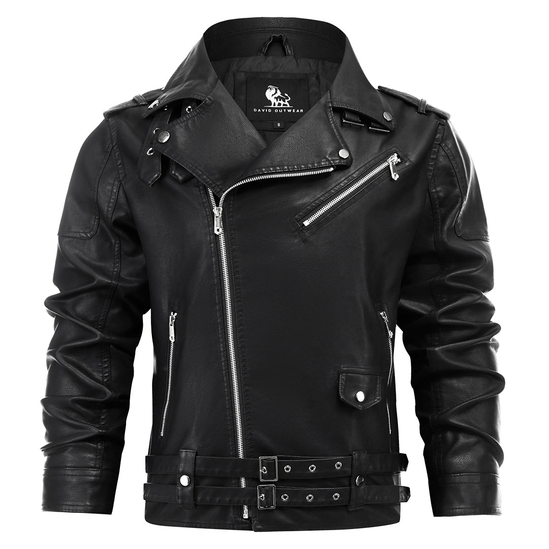 Leren Herenjack Boulevard Stijl PU Leer Zwart Waterbestendig All-Season Biker Motorjas voor Heren Casual | Sansoti