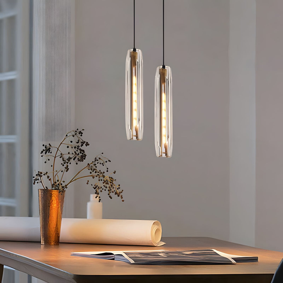 Post Moderne Messing Hanglamp Met K9 Kristal En Verstelbare Kabel | Sansoti