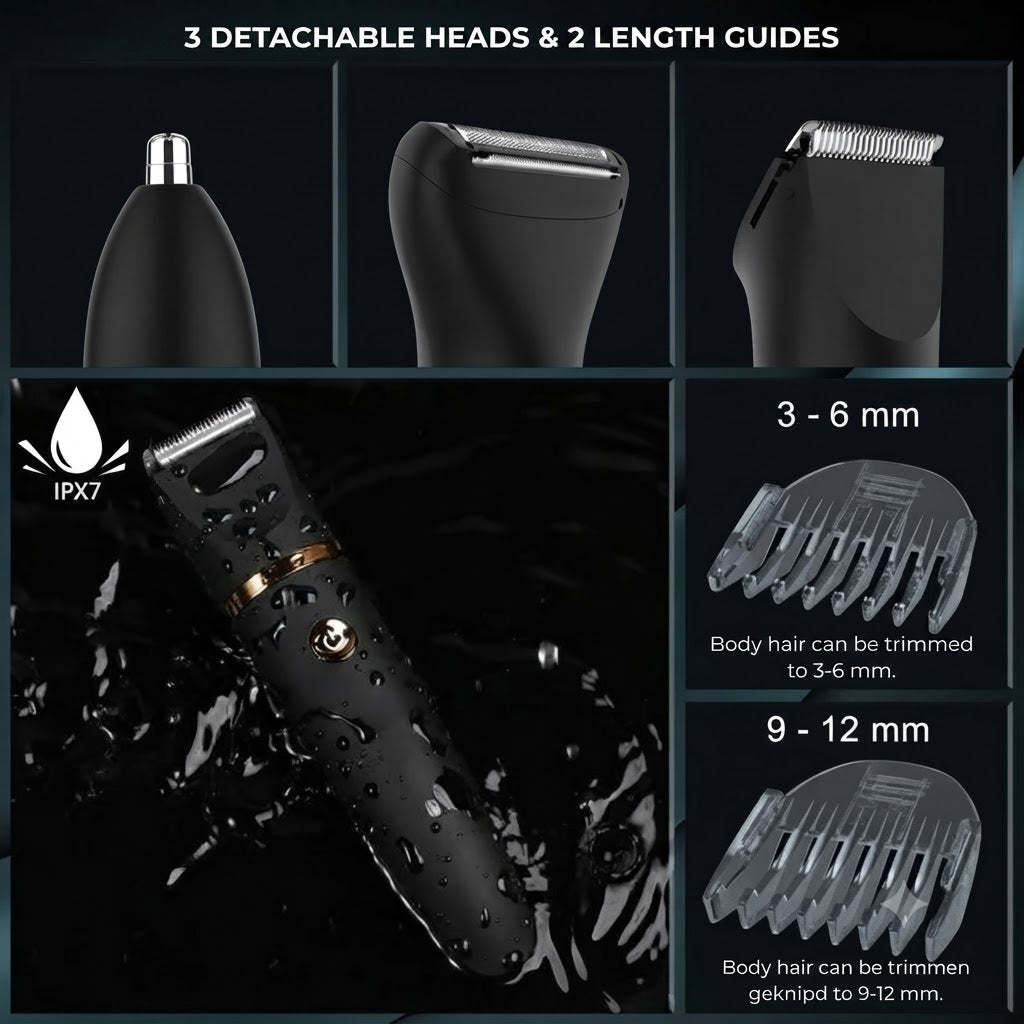 Electric Body Groomer 3-in-1 Trimmer for Men IPX7 Water-Resistant USB-C Rechargeable Body Care | Sansoti