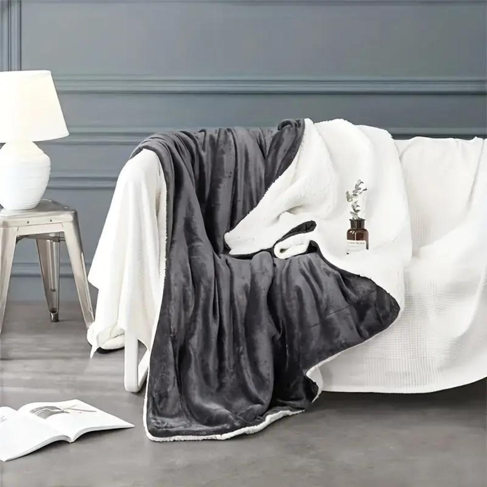 Dubbelzijdige Plaid Velours & Sherpa 150x200 cm Warme Woonplaid Microvezel Bank Bed Woonkamer Slaapkamer | Sansoti
