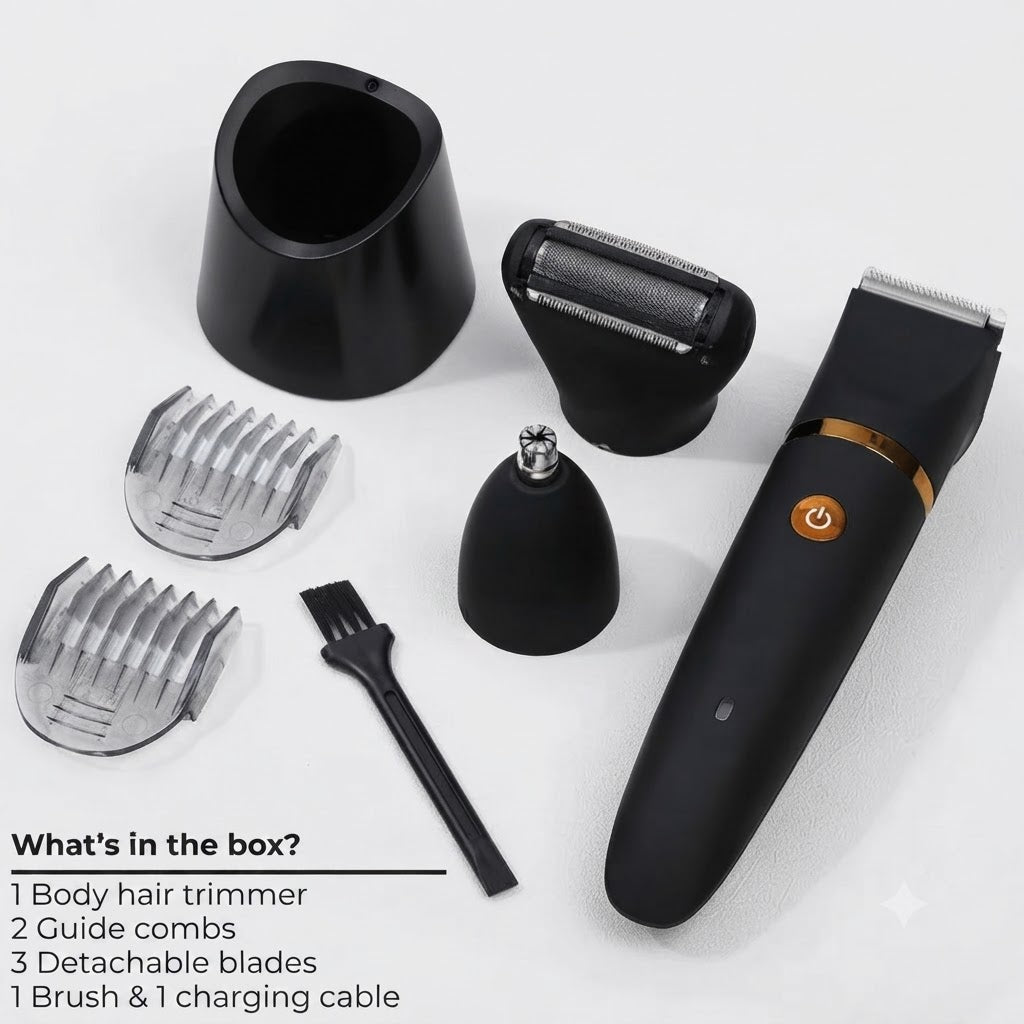 Electric Body Groomer 3-in-1 Trimmer for Men IPX7 Water-Resistant USB-C Rechargeable Body Care | Sansoti