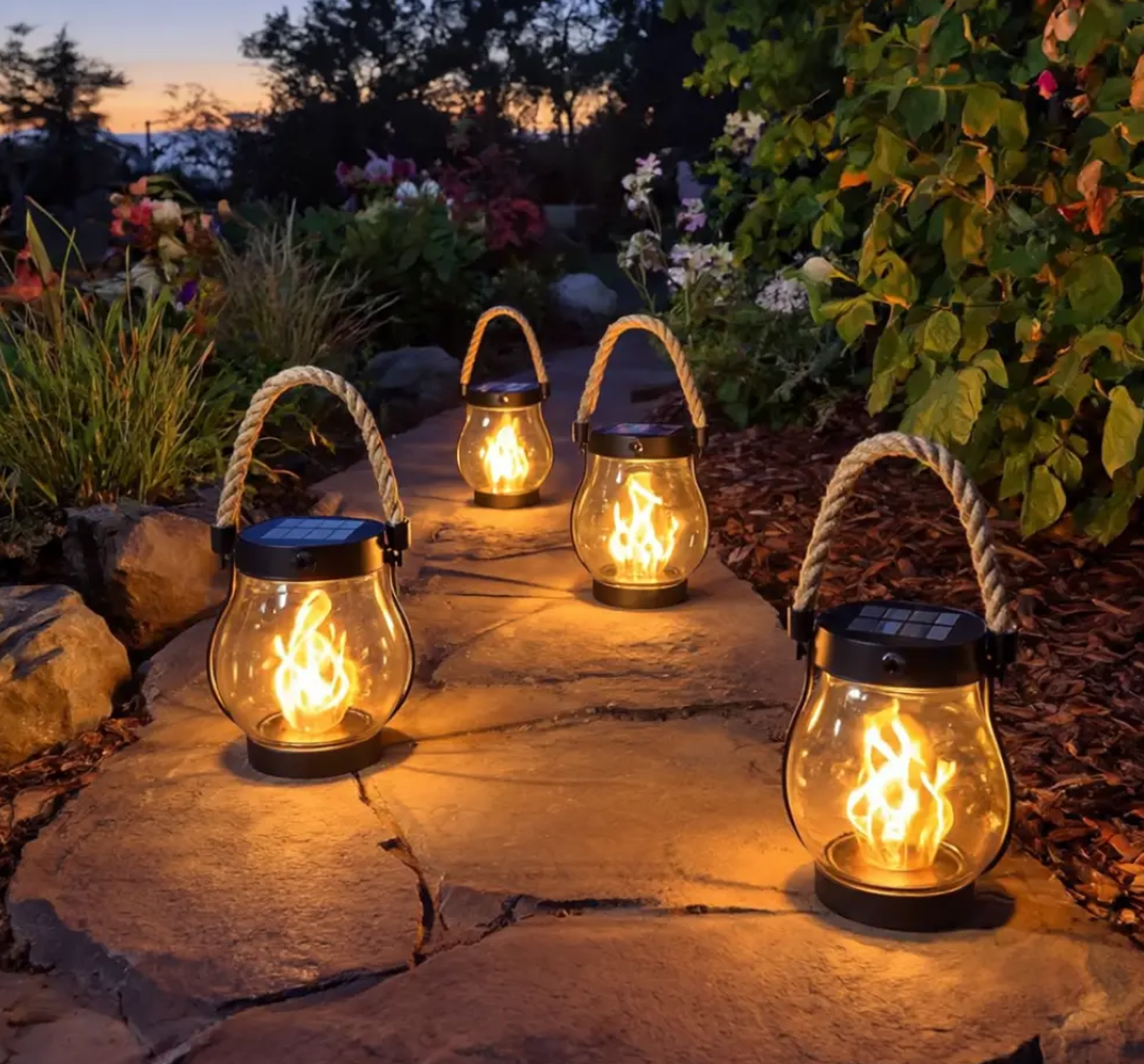 Rechargeable LED Lantern with Rope Handle and Light Sensor – Decorative Table Lamp for Indoor and Outdoor Use | Sansoti