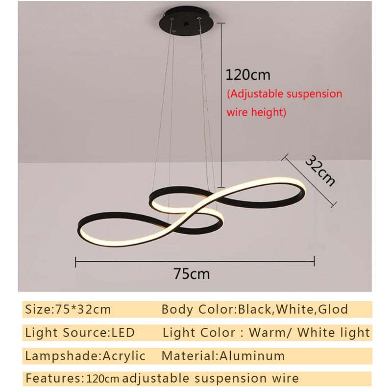 Muzieknoot Hanglamp Zwart Goud Design LED Verstelbaar Eetkamer Woonkamer Modern Armatuur Sfeerlicht Interieur | Sansoti