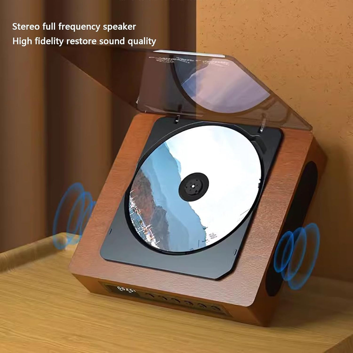 Retro odtwarzacz CD, vintage, odtwarzacz muzyki z Bluetooth, radiem FM i wyświetlaczem LCD | Sansoti