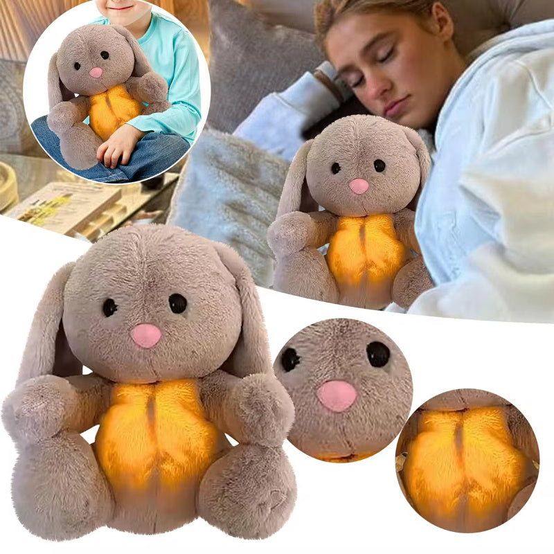 Plush Cuddle Bunny with Light and Heartbeat Sound for Sleeping and Relaxation Comfort Toy | Sansoti
