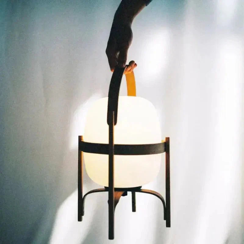 Lampa stołowa, drewno i szkło opalowe, naturalna, 3 rozmiary, salon, sypialnia, oświetlenie nastrojowe, lampa stojąca, Japandi, styl skandynawski | Sansoti