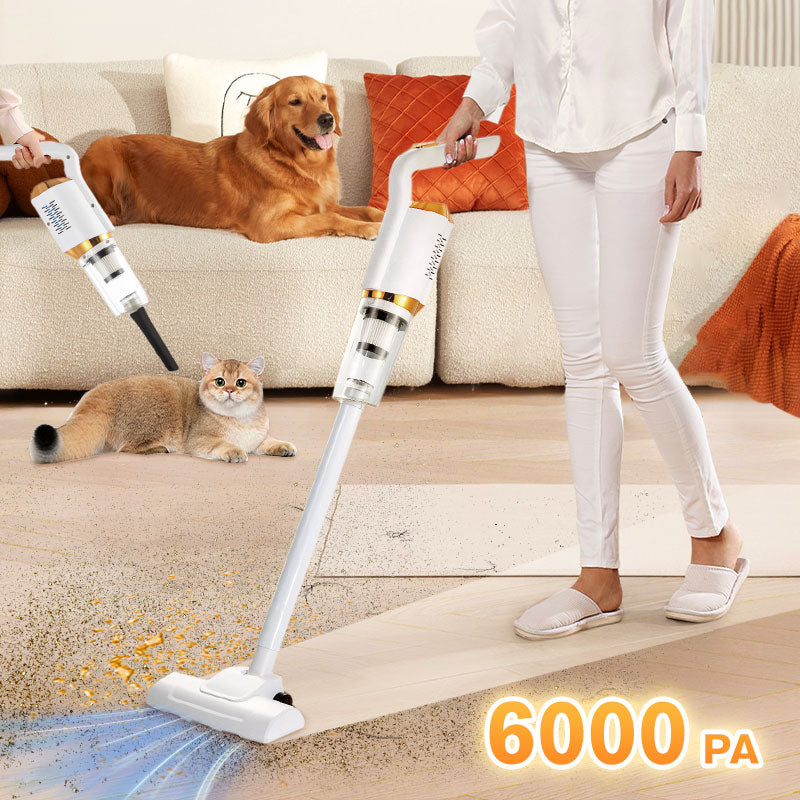 Rechargeable Stick Vacuum Cleaner 150 AW Suction Power with LED Light and Rotating Brush for Home and Car | Sansoti