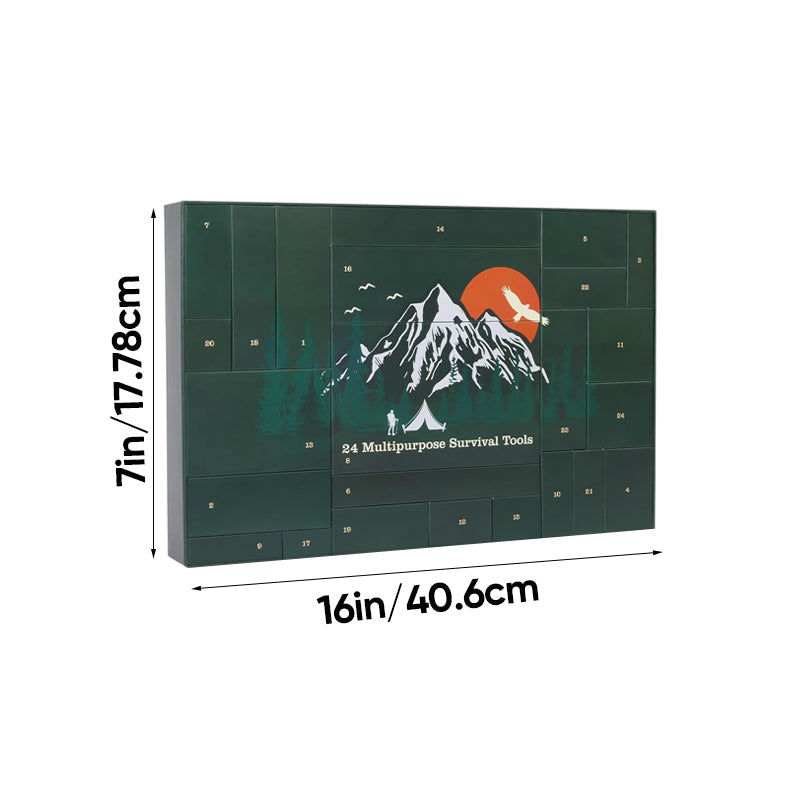 Adventskalender met Overlevingsgereedschap 24 Vakjes Outdoor Camping Wandelen Survival Kit Kerst Decoratie | Sansoti