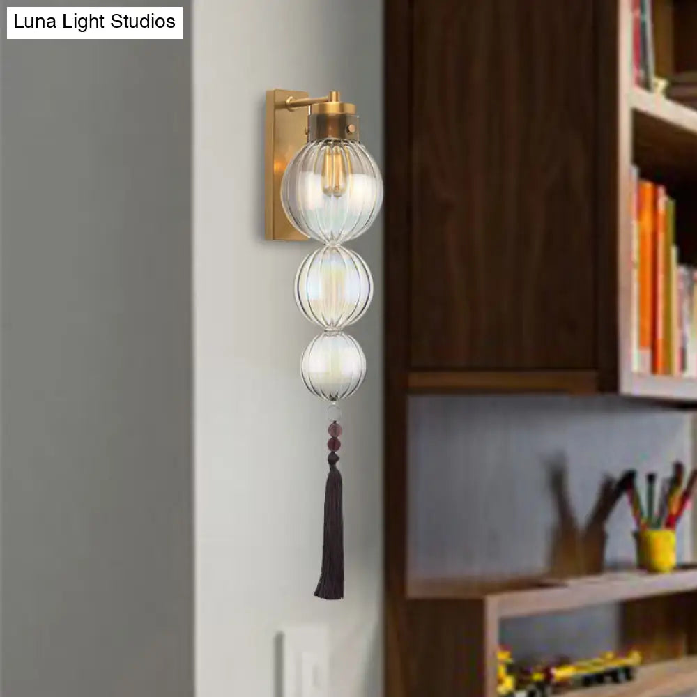 Kugel-Wandleuchte Glas Messing Chrom Quaste Orientalisches Ambiente E12-E14-Fassung 1 Lichtquelle Klar Bernsteinfarben Blau | Sansoti