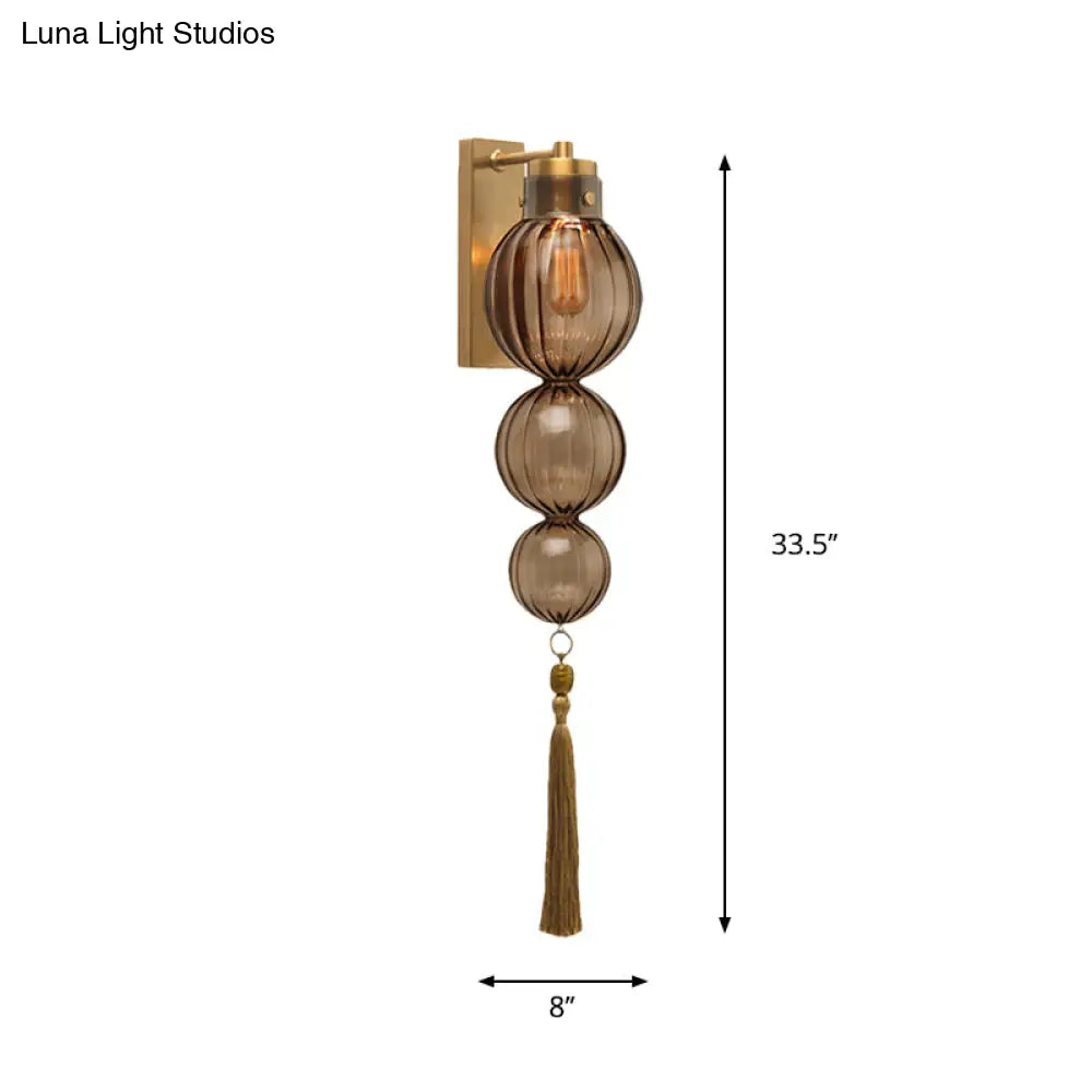 Kugel-Wandleuchte Glas Messing Chrom Quaste Orientalisches Ambiente E12-E14-Fassung 1 Lichtquelle Klar Bernsteinfarben Blau | Sansoti