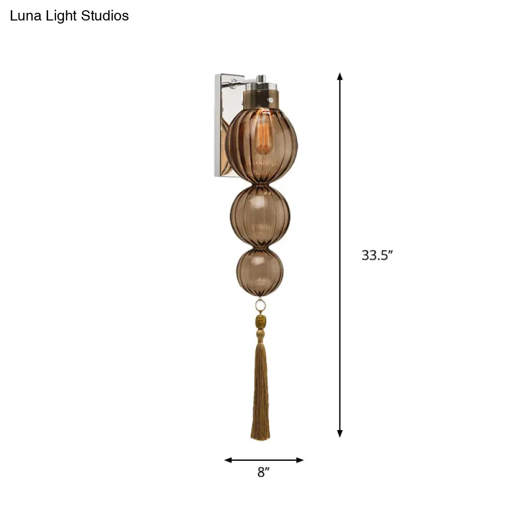 Kugel-Wandleuchte Glas Messing Chrom Quaste Orientalisches Ambiente E12-E14-Fassung 1 Lichtquelle Klar Bernsteinfarben Blau | Sansoti