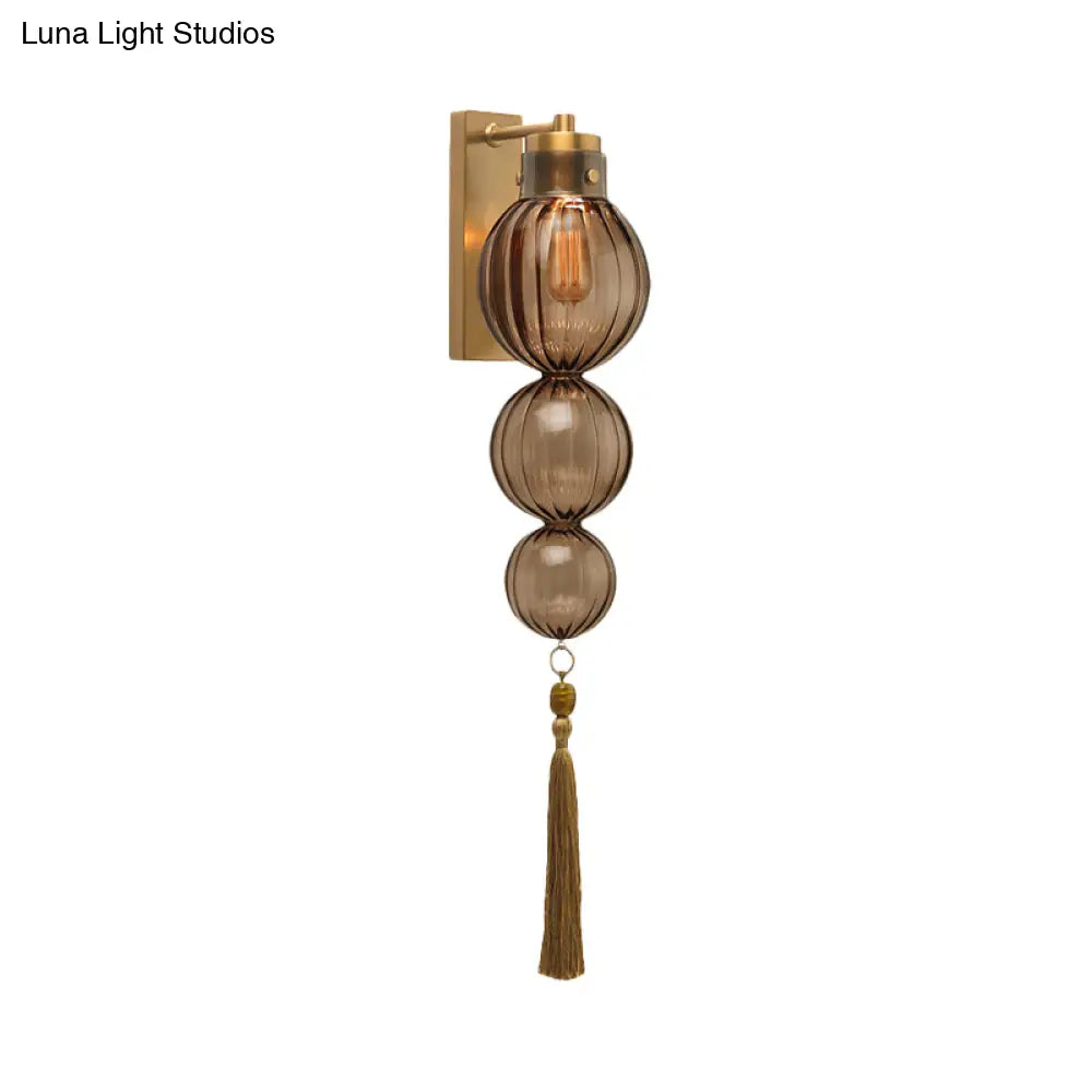 Kugel-Wandleuchte Glas Messing Chrom Quaste Orientalisches Ambiente E12-E14-Fassung 1 Lichtquelle Klar Bernsteinfarben Blau | Sansoti