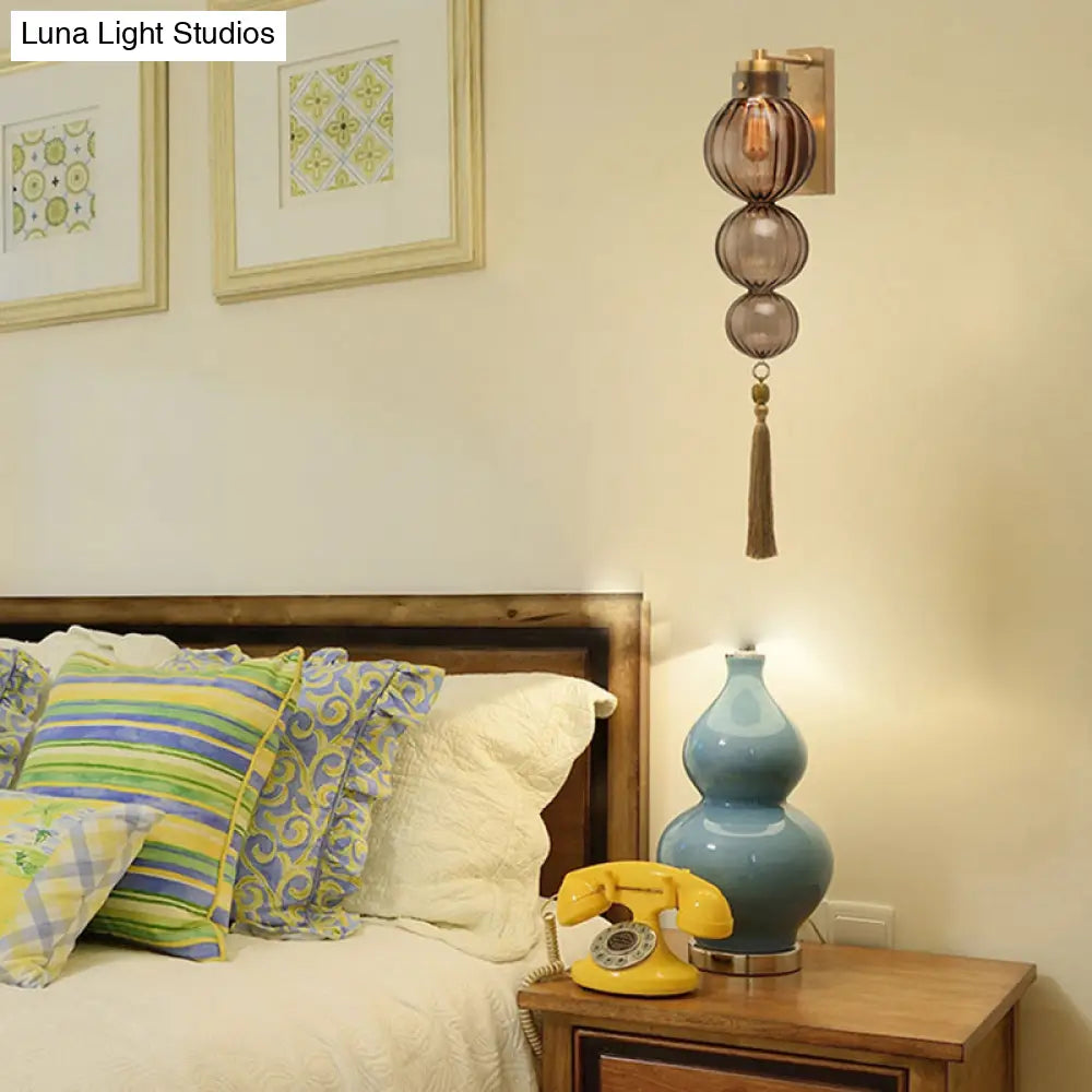 Kugel-Wandleuchte Glas Messing Chrom Quaste Orientalisches Ambiente E12-E14-Fassung 1 Lichtquelle Klar Bernsteinfarben Blau | Sansoti