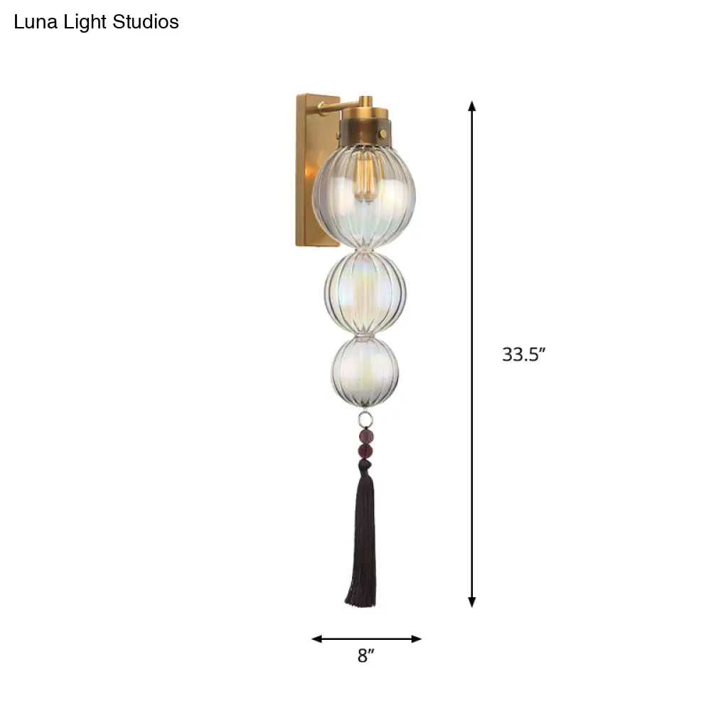 Kugel-Wandleuchte Glas Messing Chrom Quaste Orientalisches Ambiente E12-E14-Fassung 1 Lichtquelle Klar Bernsteinfarben Blau | Sansoti