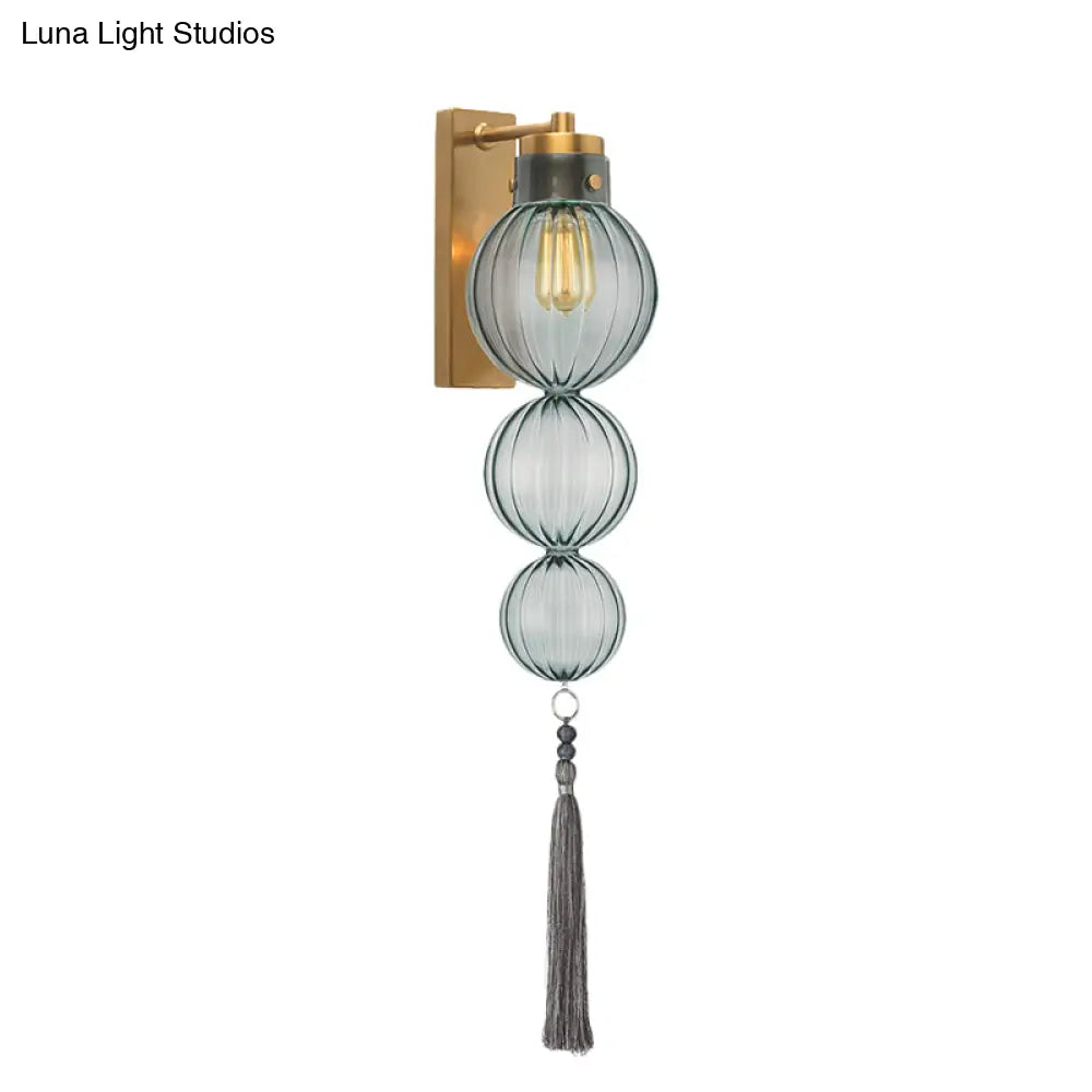 Kugel-Wandleuchte Glas Messing Chrom Quaste Orientalisches Ambiente E12-E14-Fassung 1 Lichtquelle Klar Bernsteinfarben Blau | Sansoti