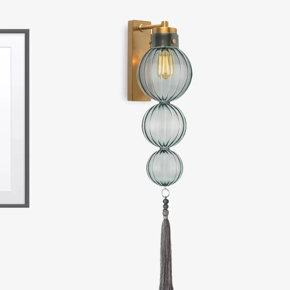 Kugel-Wandleuchte Glas Messing Chrom Quaste Orientalisches Ambiente E12-E14-Fassung 1 Lichtquelle Klar Bernsteinfarben Blau | Sansoti