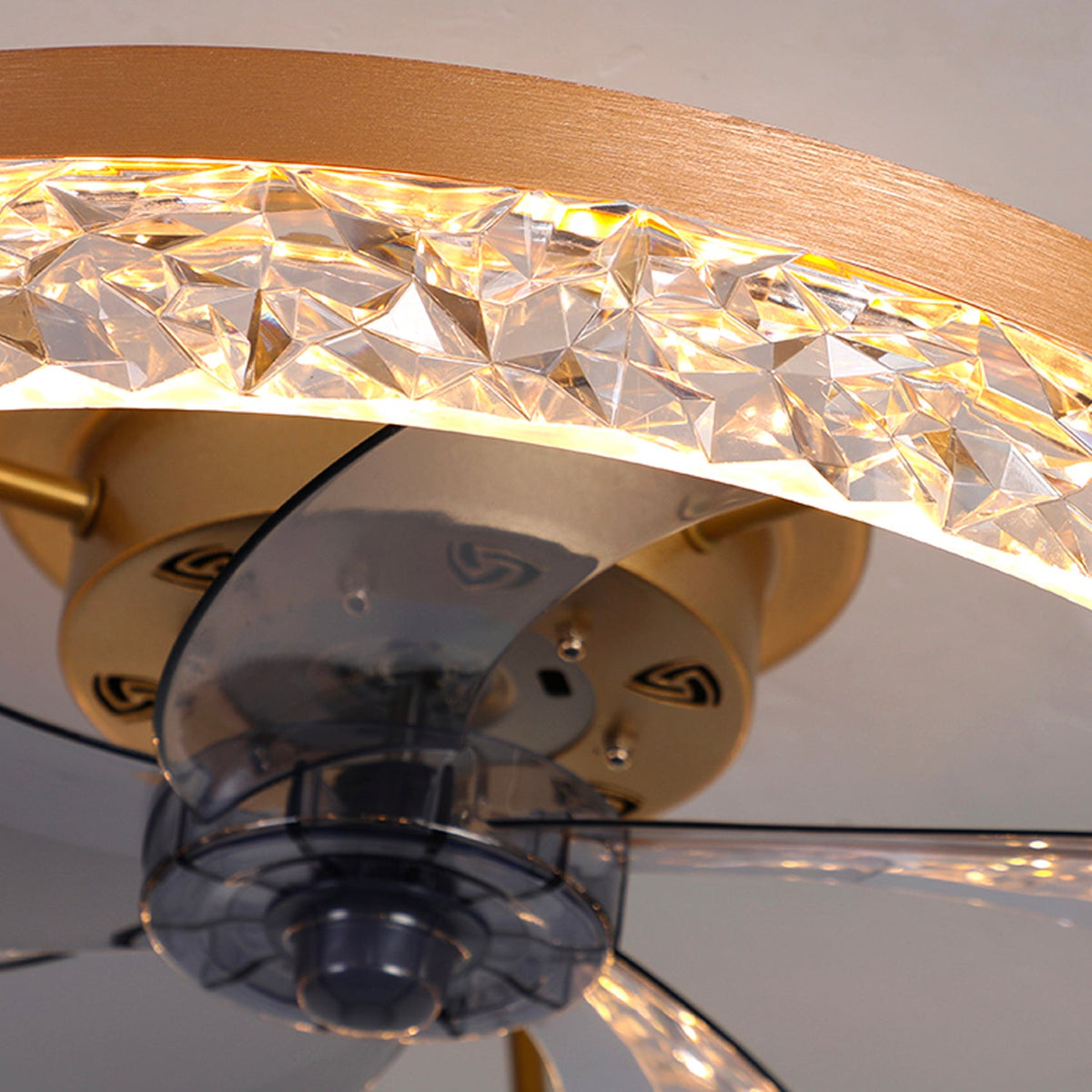 Ceiling Fan with Lighting Round LED Dimmable Remote Control Black Gold White Modern | Sansoti