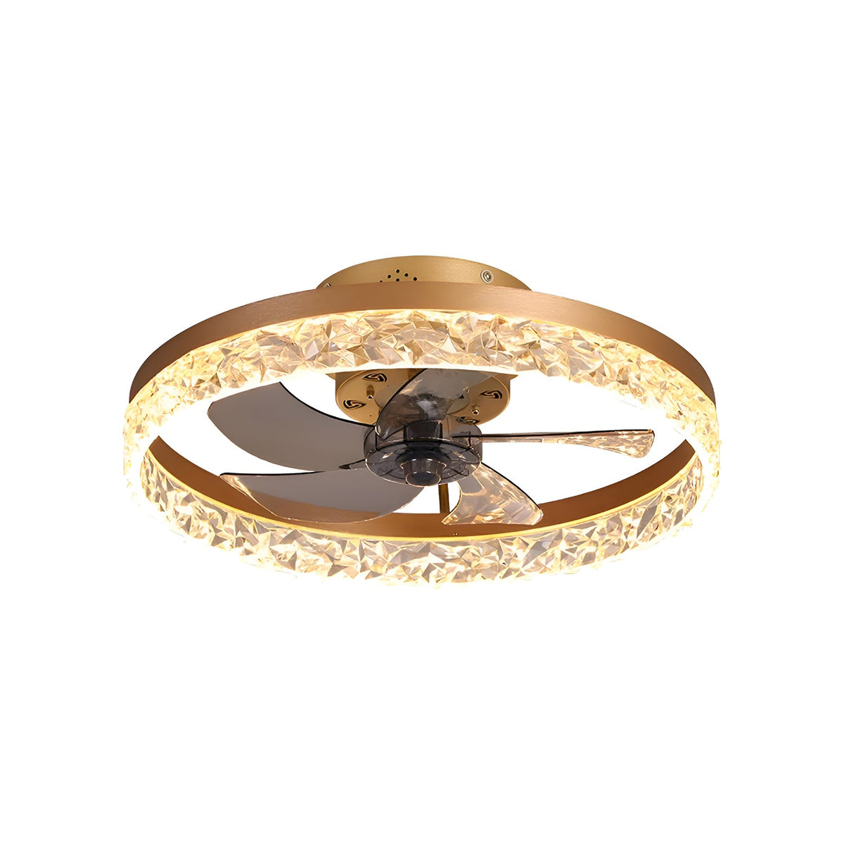 Ceiling Fan with Lighting Round LED Dimmable Remote Control Black Gold White Modern | Sansoti