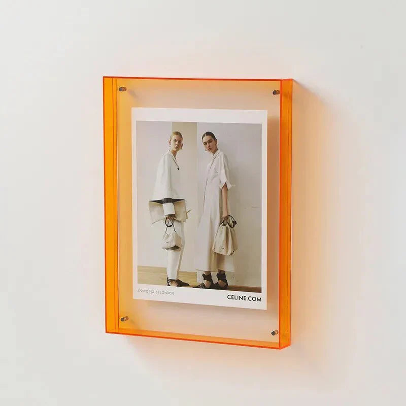 Acrylic Photo Frame Colored Transparent Orange Wall Table Display Frame Modern Photo Holder Poster Frame Interior Decoration | Sansoti