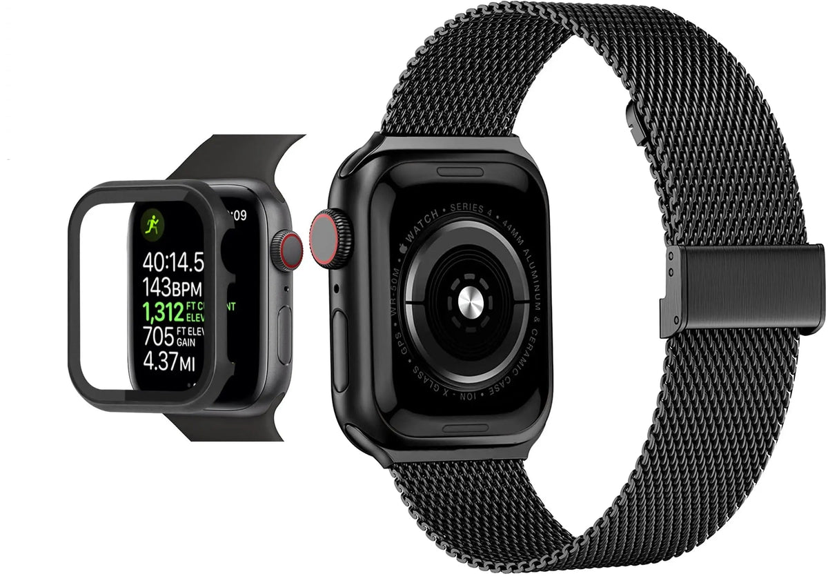 Stainless Steel Protective Case with Tempered Glass for Apple Watch 44mm 40mm 42mm 38mm Smartwatch Accessory | Sansoti