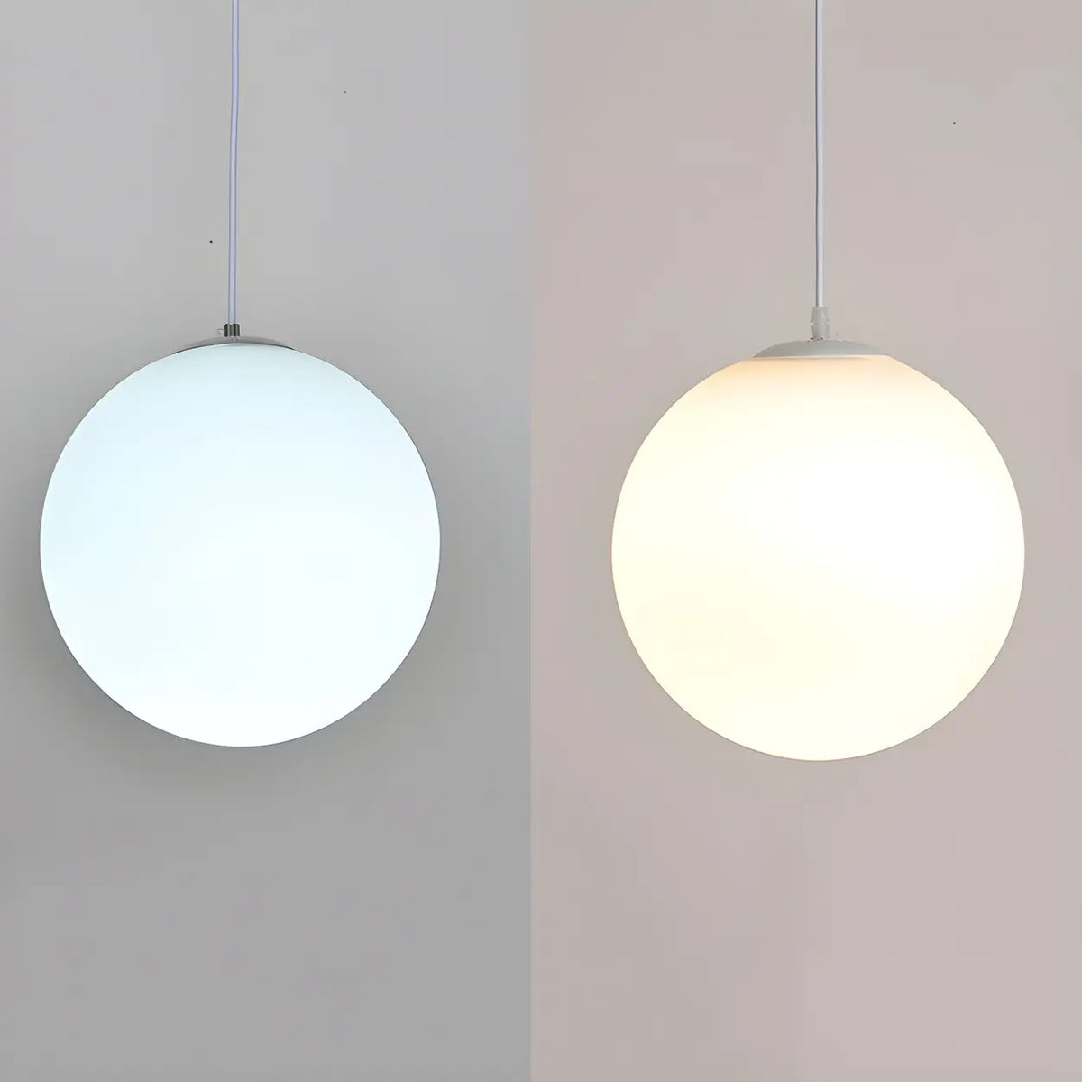 Moderne Witte Globe Hanglamp van Glas met Ronde Bolvorm in Diverse Maten voor Eetkamer en Woonkamer | Sansoti