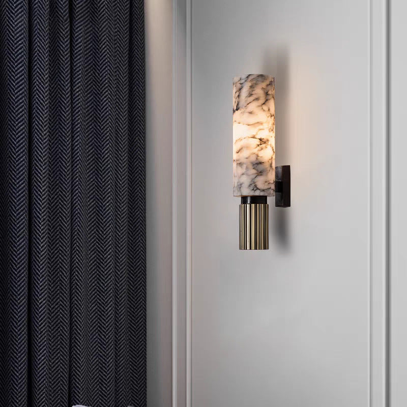 Wandlamp Marmer en Koper Verticaal Warm Wit Licht 3000K Sfeervol Woonkamer Slaapkamer Gang Uniek Design | Sansoti