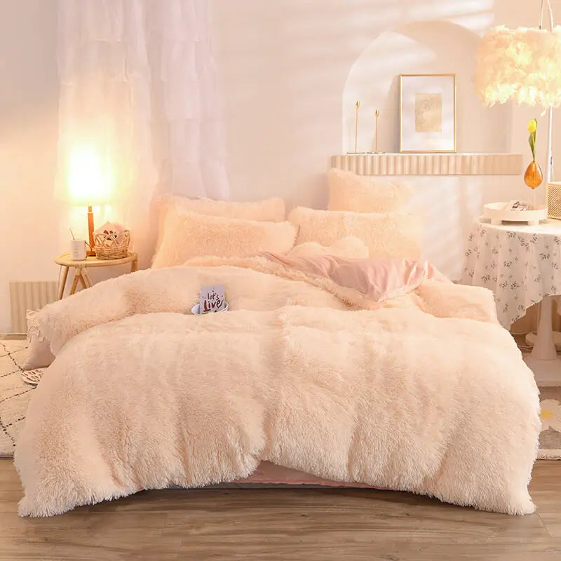 Fluffy Fleece Beddengoedset – Teddy 3-delig of 4-delig – Dekbedovertrek Laken Kussenslopen Eenpersoons | Sansoti