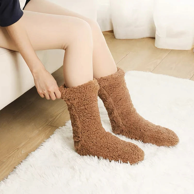 Dikke Pluche Huissokken voor Winterwarmte Thuiscomfort Fleece Binnensokken Zachte Thermo Antislip Vloer | Sansoti