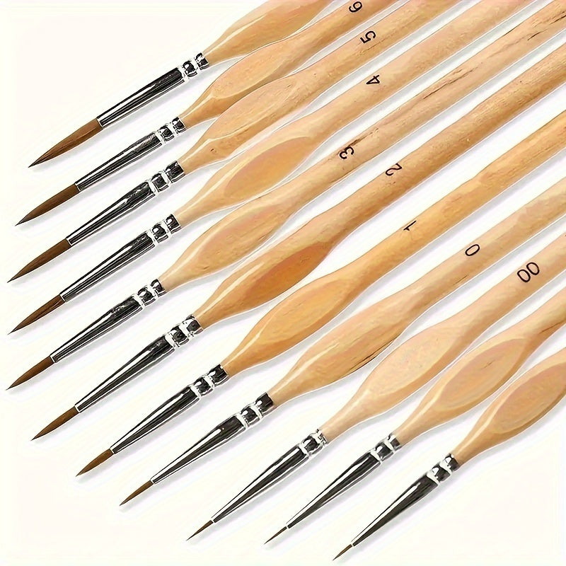 Precision Detail Brush Set Synthetic Hair Wood 19.5 cm Painting Miniature Model Building Fine Brush Acrylic Oil Watercolor | Sansoti