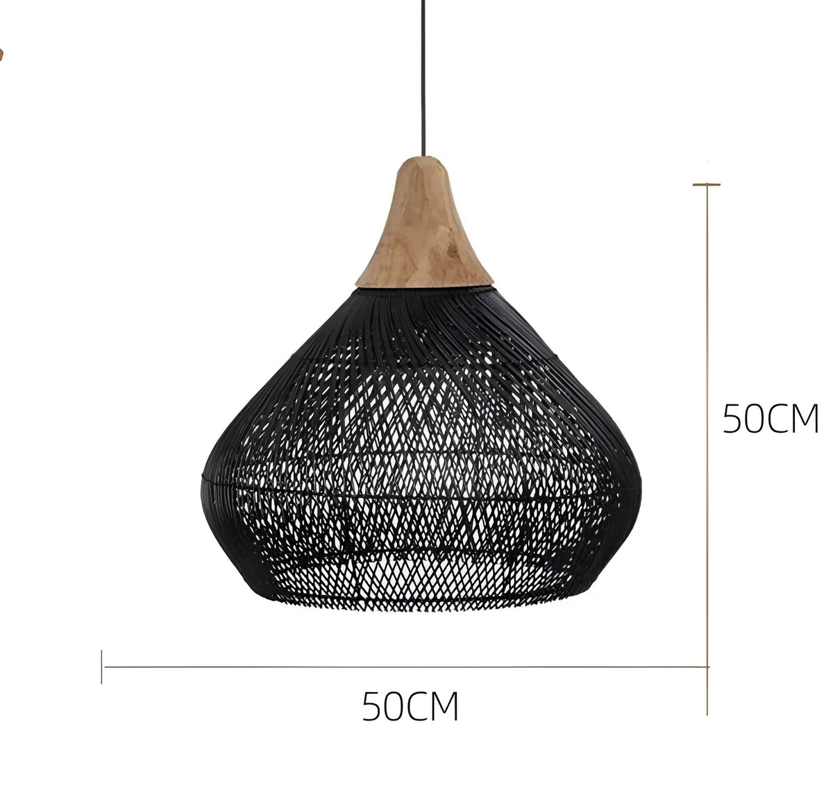 Lampa wisząca z rattanu, boho, naturalna, Ø40 Ø50 Ø60, czarna lub naturalna, LED | Sansoti