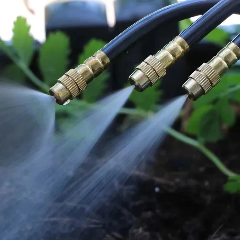 Garden Misting System 20 meters with 20 Adjustable Copper Spray Nozzles Tool-Free Installation | Sansoti