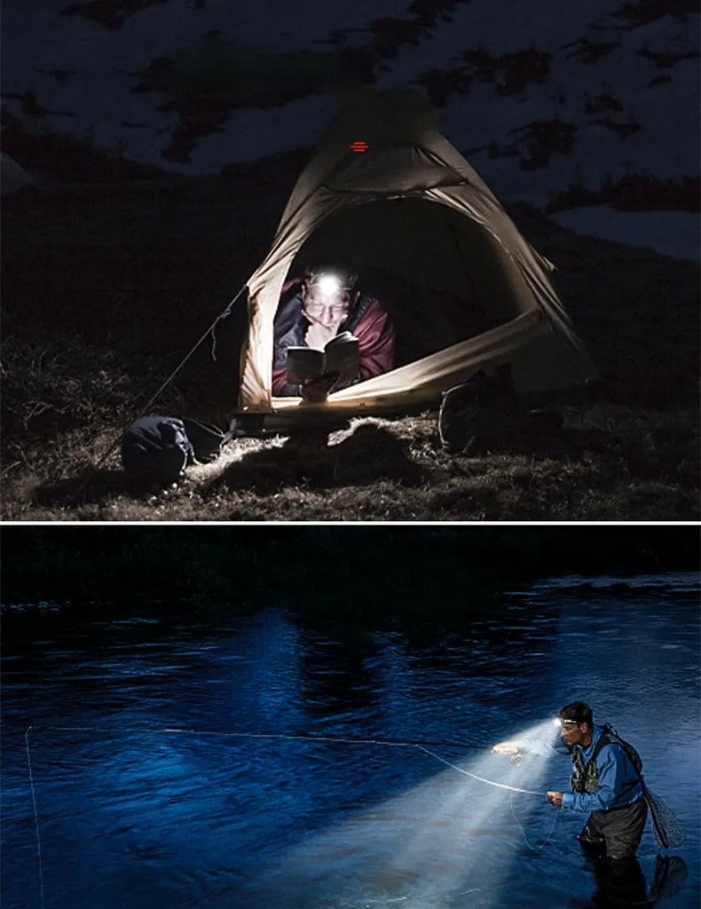 LED Headlamp Rechargeable 2000 Lumens with Zoom Function Waterproof Hands-Free Lighting for Hiking | Sansoti