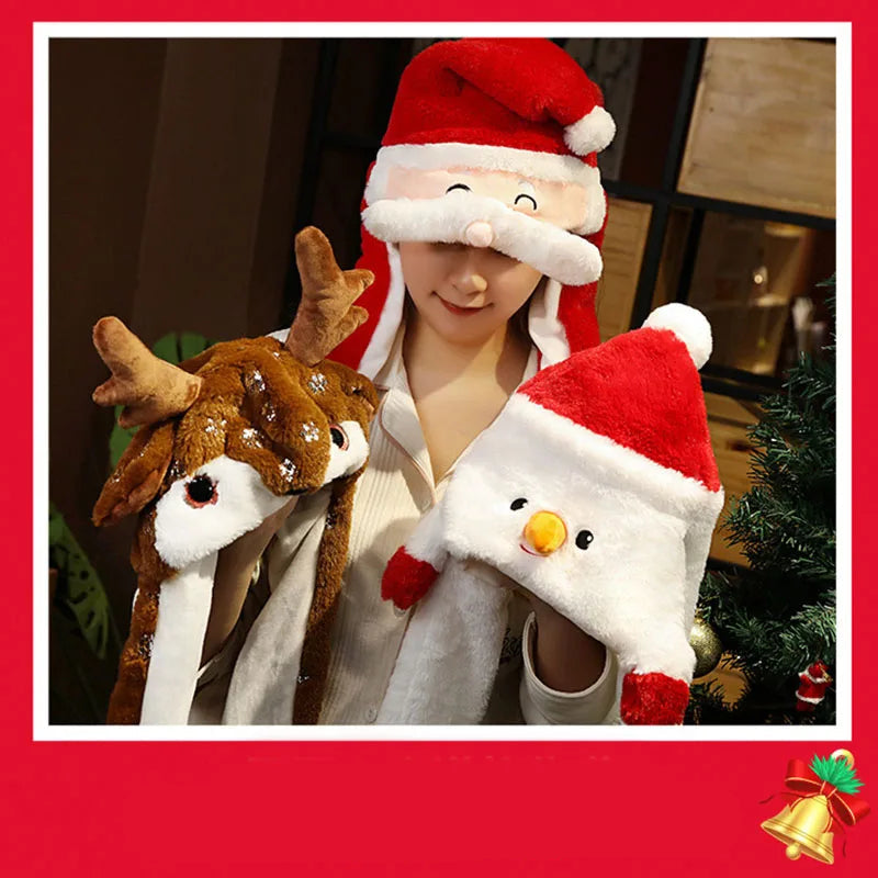 Plüsch-Weihnachtsmütze Rentier Schneemann Weihnachtsmann Festliches Winteraccessoire für Erwachsene Weihnachtsfeier-Dekoration | Sansoti