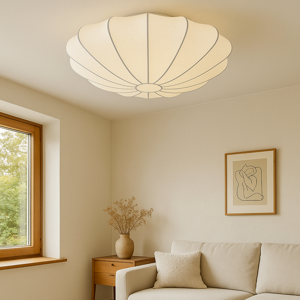 Nelson Ceiling Lamp Silk Fiber 3000K White Living Room Bedroom Cocoon Design Japandi Lighting | Sansoti