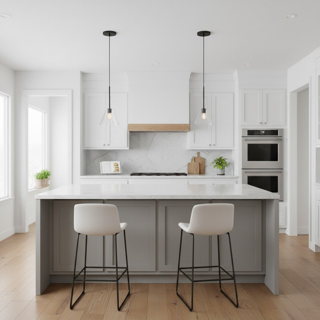 Glass Pendant Light Cone Metal Fitting E27 Transparent Frosted Glass Kitchen Lighting Dining Room Living Room | Sansoti