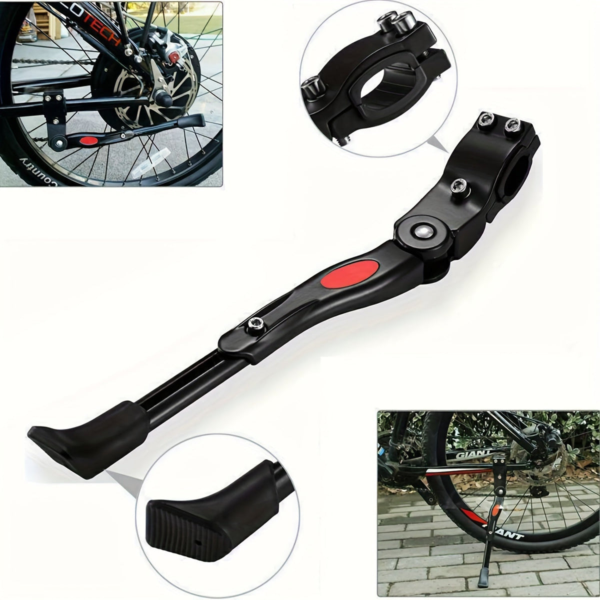 Adjustable Bike Stand Aluminum Black Universal Side Stand MTB City Bike E Bike Parking Support | Sansoti