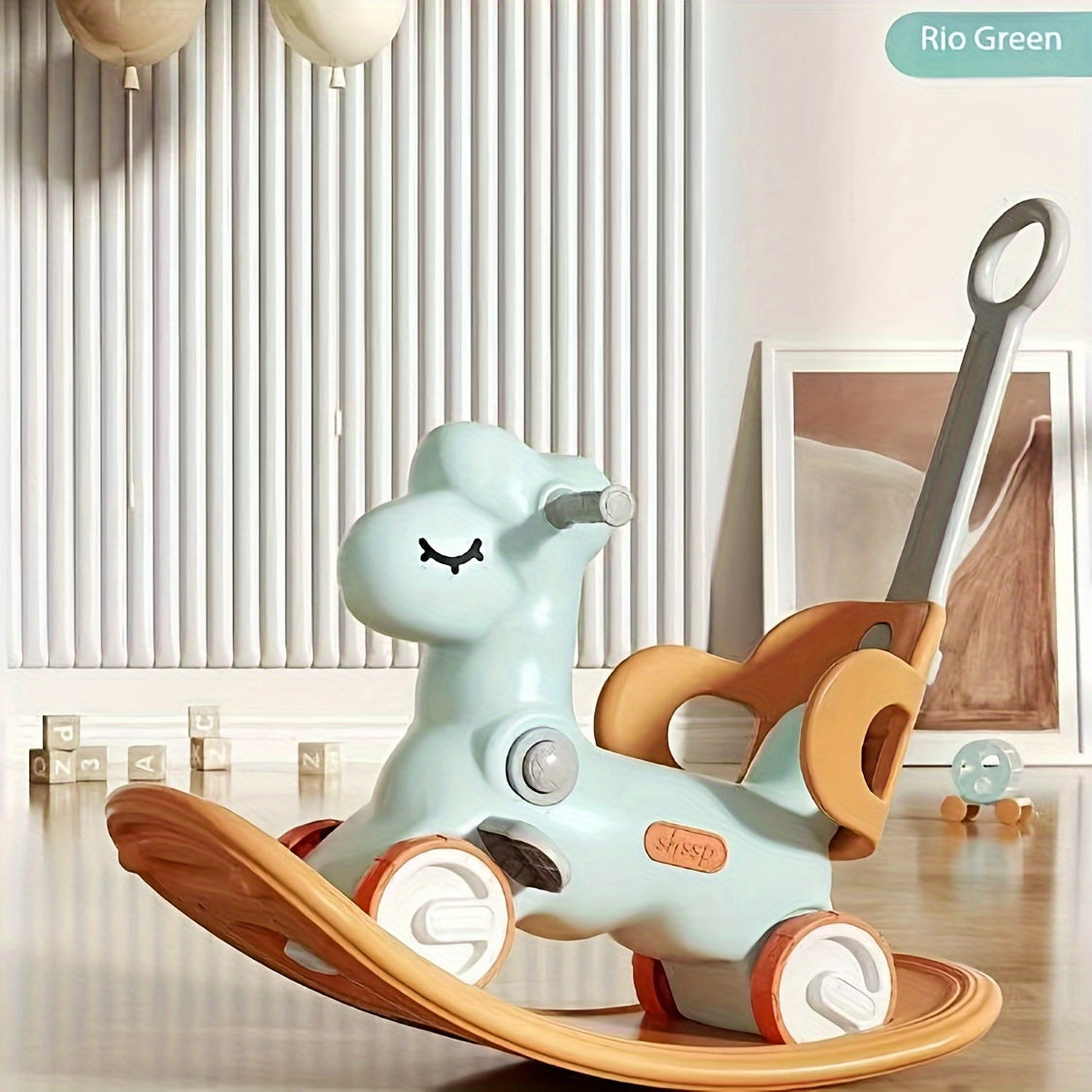 Cheval à bascule 2-en-1 vélo d'équilibre en plastique rose pour enfants tout-petits avec barre de poussée jouet d'équilibre intérieur | Sansoti