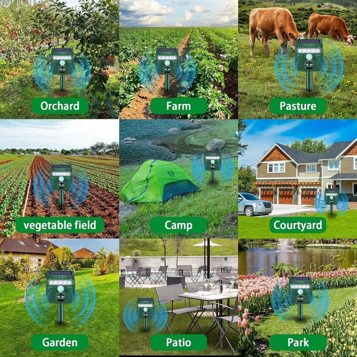 Zonne-energie Dierenverjager met Ultrasone Golven voor Tuin Terras Oprit 110m² Bereik Waterdicht IP65 | Sansoti