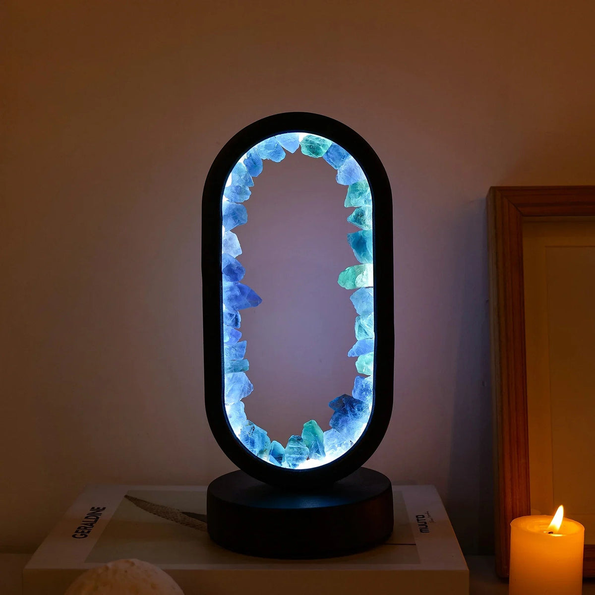 Table Lamp Amethyst Handmade Natural Crystal LED E14 Purple Pink Atmosphere Bedroom Meditation Yoga Relaxing Decoration Inner Peace | Sansoti