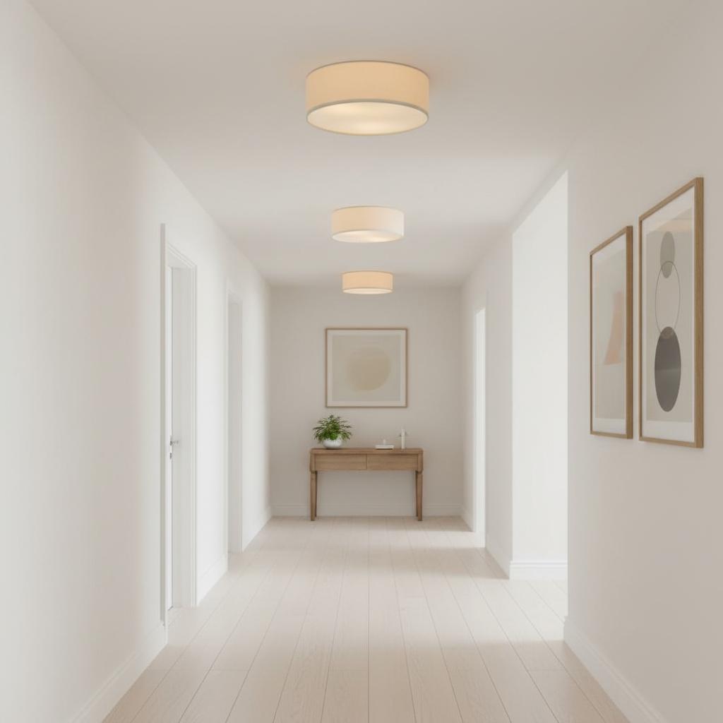 Deckenleuchte aus Leinen mit Trommelschirm, modernes Design, E27-Fassung, skandinavischer Stil, Schlafzimmer, Wohnzimmer | Sansoti