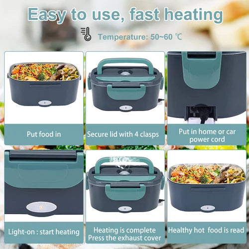 Elektrische Lunchbox mit Heizung 1,5L – warmes Essen unterwegs, im Auto & zu Hause | Sansoti