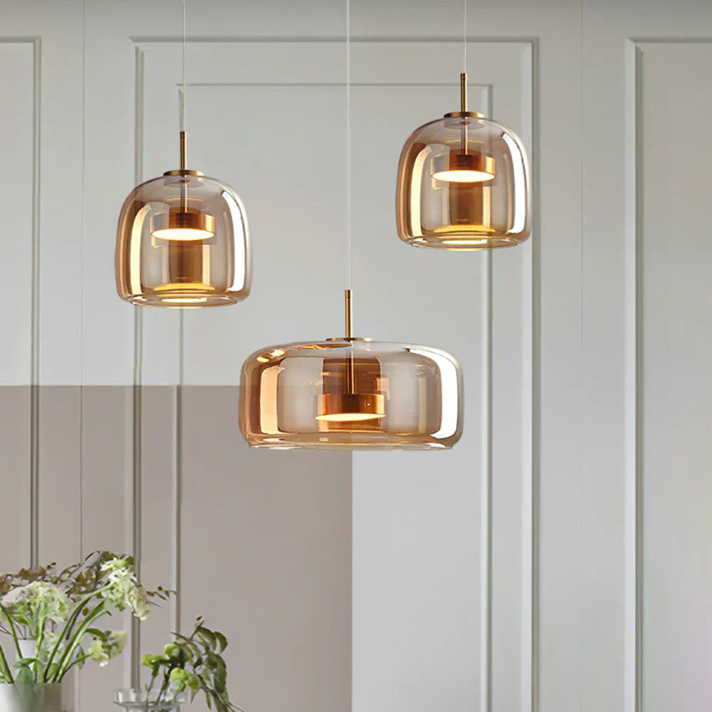 Glas Pendelleuchte mit LED Beleuchtung Modernes Design Wohnzimmer Schlafzimmer | Sansoti