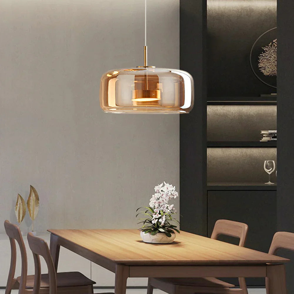 Glas Pendelleuchte mit LED Beleuchtung Modernes Design Wohnzimmer Schlafzimmer | Sansoti