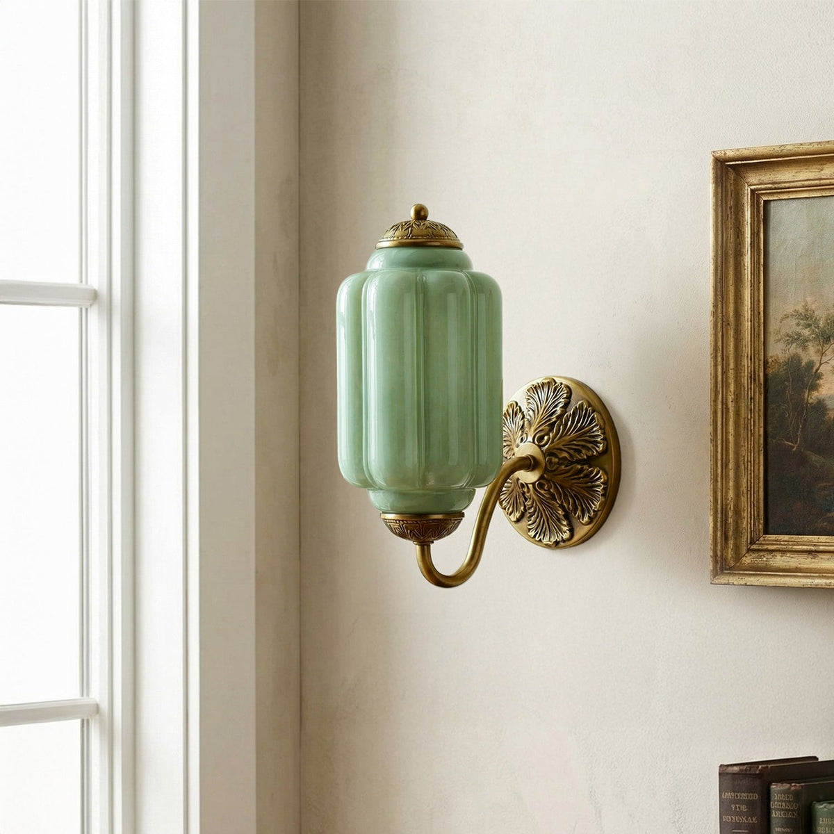 Vintage Wandleuchte mit Milchglas und geöltem Messing – Klassische Retro-Beleuchtung für Flur, Schlafzimmer, Wohnzimmer | Sansoti