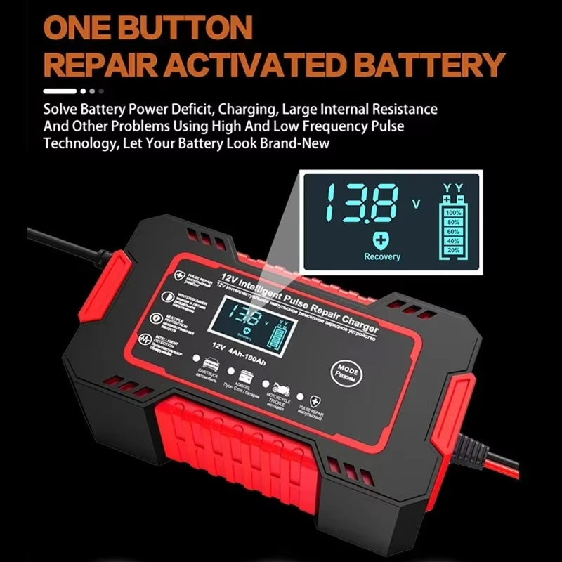 Intelligente Druppellader 12V met Temperatuursensor Herstelmodule Acculader voor Auto Motor Onderhoud | Sansoti